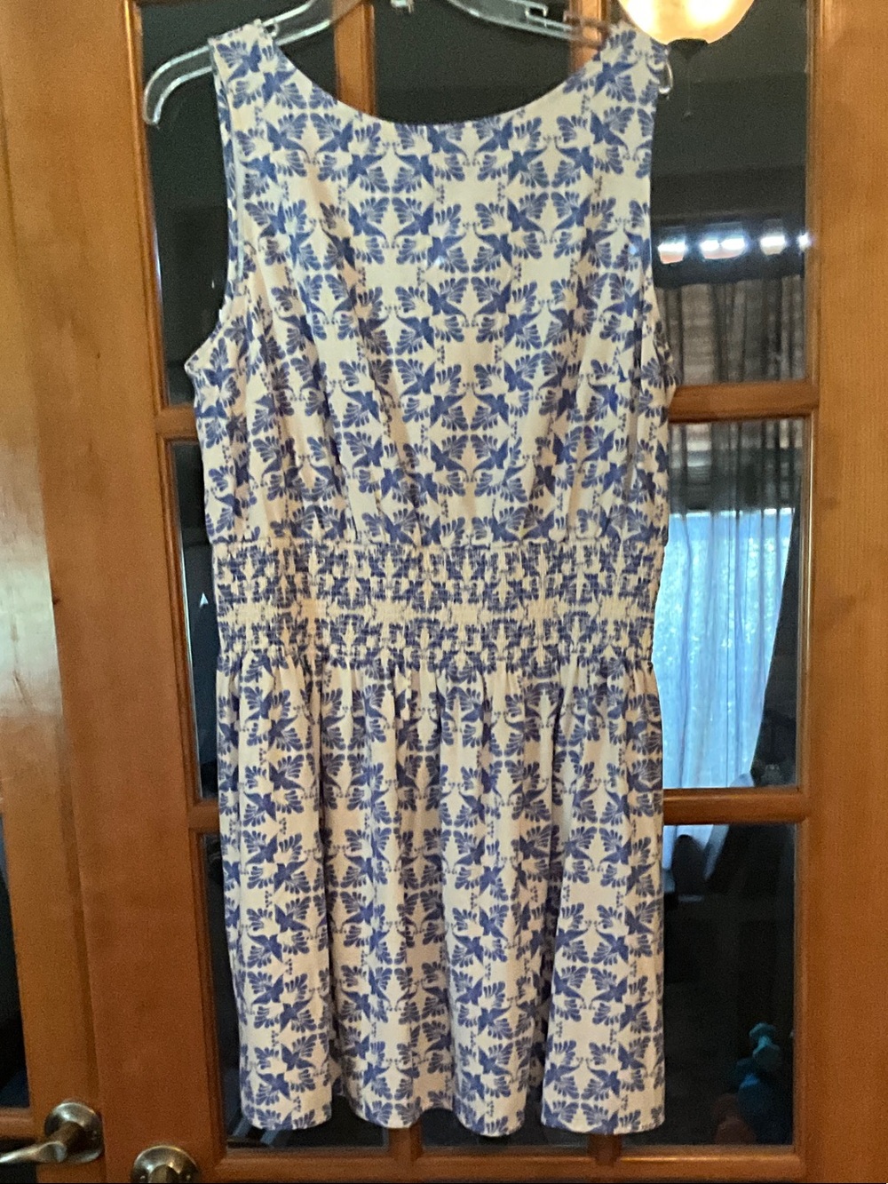 Universal Thread Cream Dress with Blue Floral Print